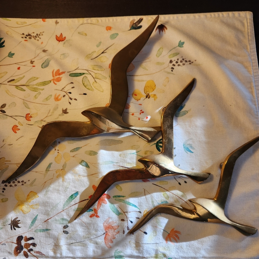 Set of 3 Solid Brass Seagulls - Picture 2 of 5